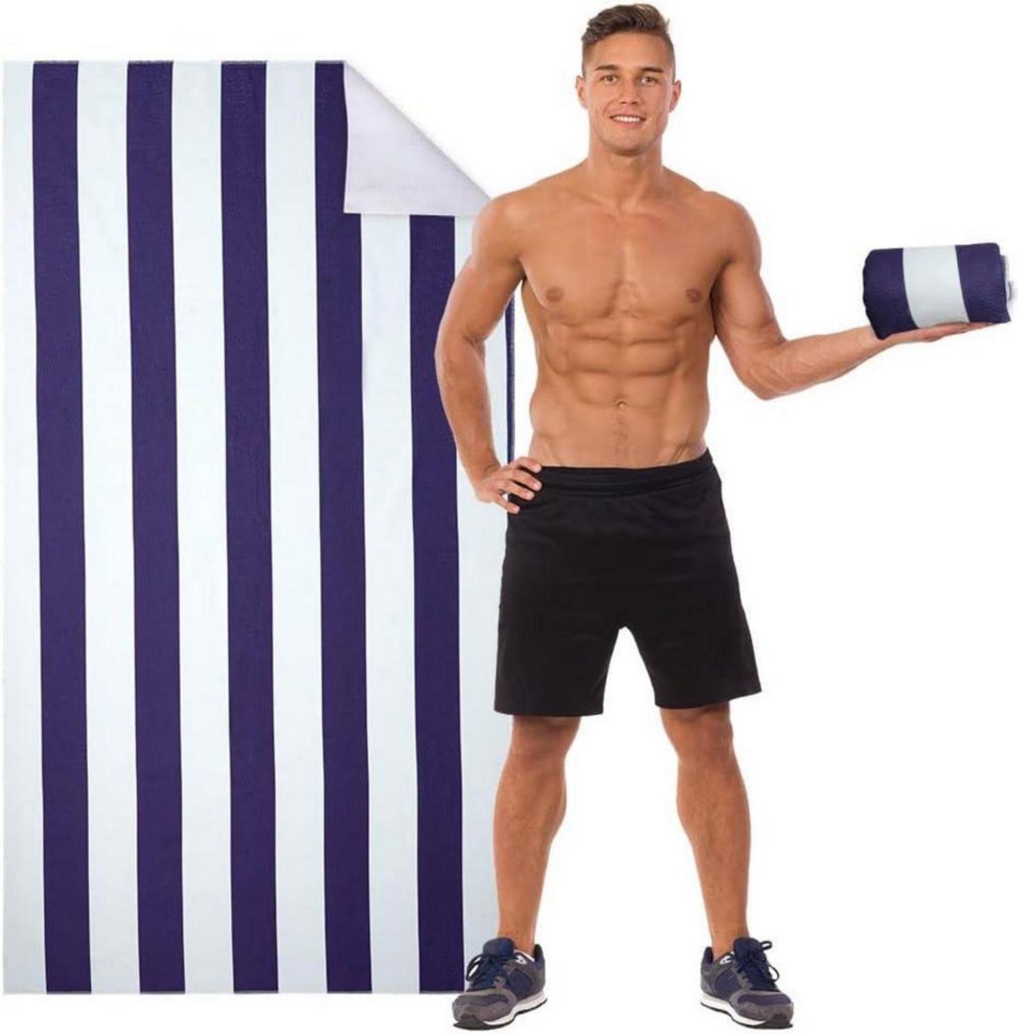 Strandtuch Mikrofaser Damen Herren 160x80cm Dunkelblau