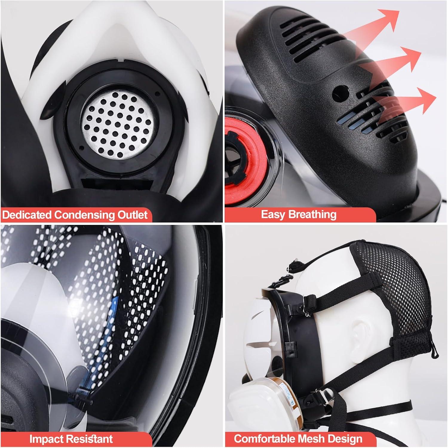 Vollmaske Atemschutzmaske mit Filter Staubmaske Vollgesichtsmaske Set
