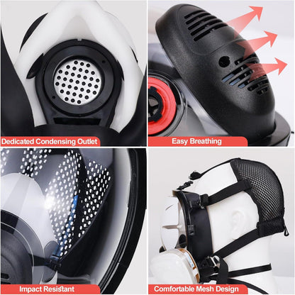 Vollmaske Atemschutzmaske mit Filter Staubmaske Vollgesichtsmaske Set