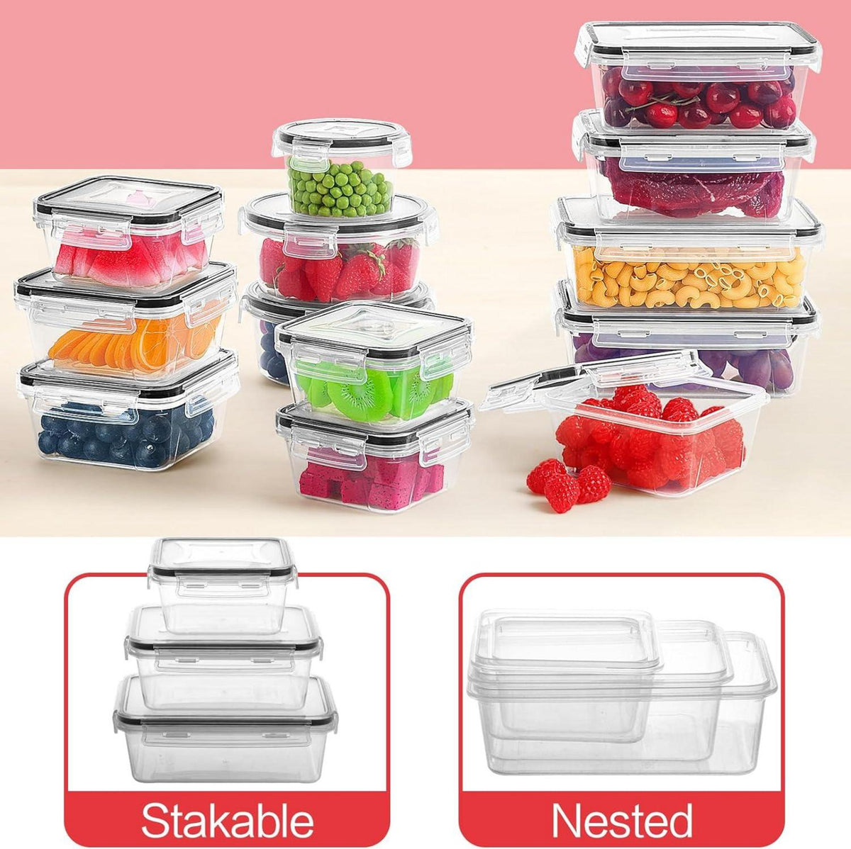 Skroam Frischhaltedosen Set 36-teilig luftdicht BPA-frei Schüssel Deckel