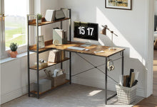 Eckschreibtisch mit Regal und Ablagefächern 120cm Braun