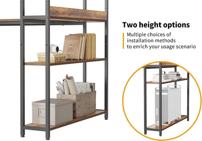 CubiCubi L-förmiger Schreibtisch mit Regal und Ablagefächern 120cm Braun