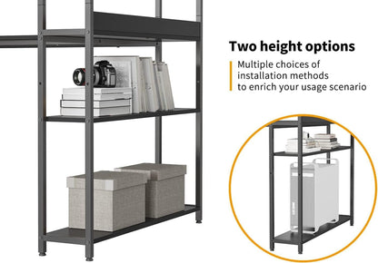L-förmiger Schreibtisch mit Regal und Ablagefächern Schwarz 120cm