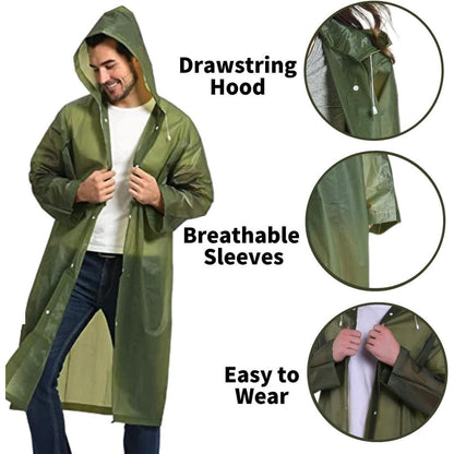 Wiederverwendbarer Regenponcho für Damen und Herren, 2 Stück, wasserdicht