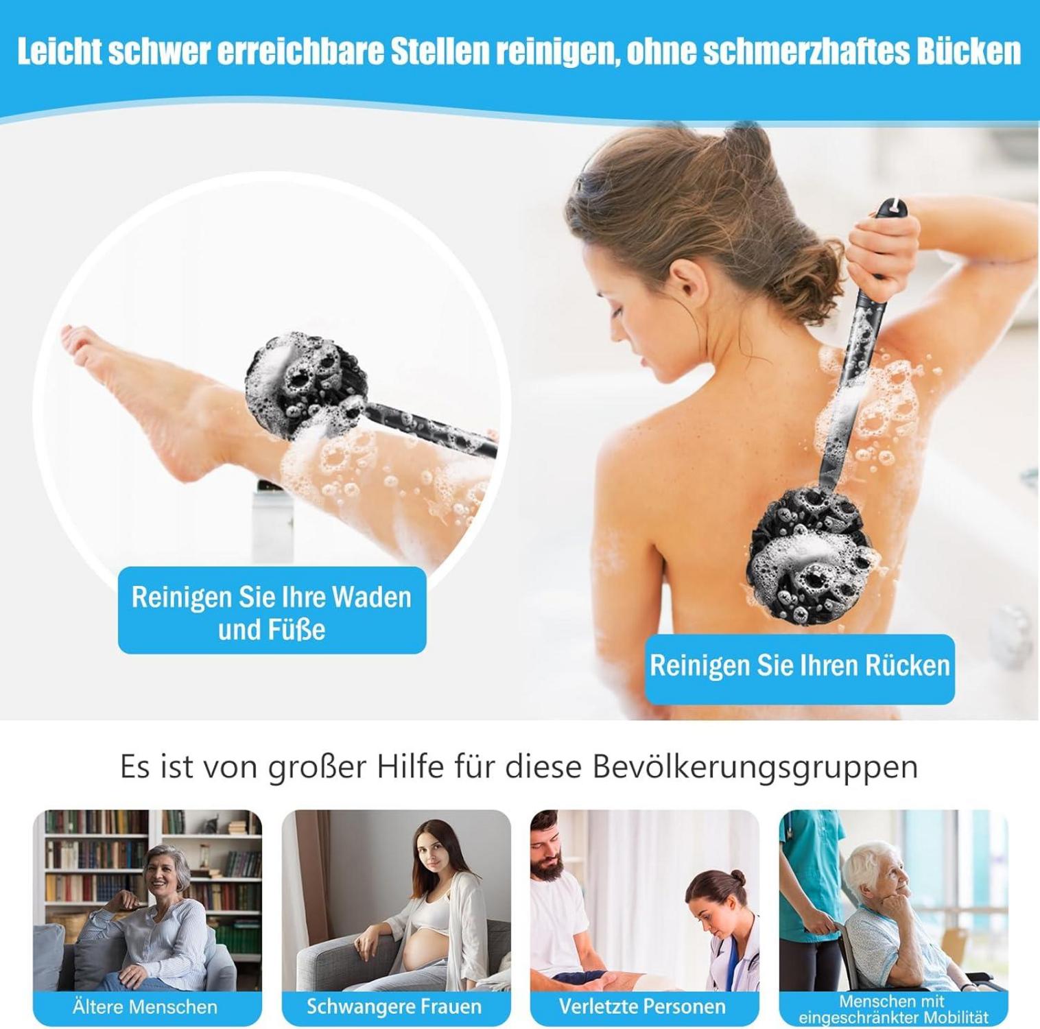 Duschschwamm Set mit 42cm Handgriff und Luffa-Schwamm
