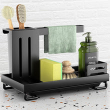 Schwarzer Spülbecken Organizer Edelstahl Schwammhalter mit