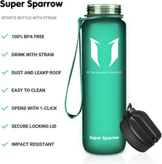 Super Sparrow Trinkflasche mit Strohhalm - Ideale