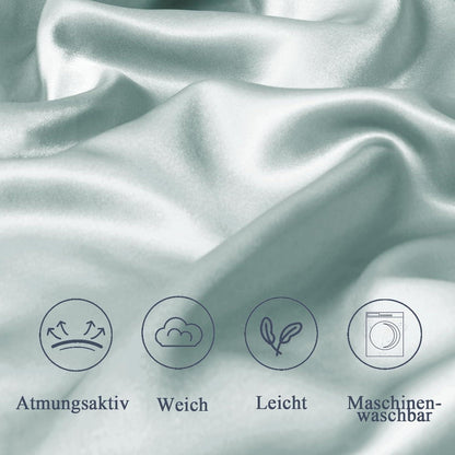 2er Set Satin Kissenbezug 80x80, Seidig Weich, Curly Haar geeignet, Grün