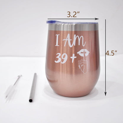 Roségold Weinbecher 40. Geburtstagsgeschenk Frauen 350ml