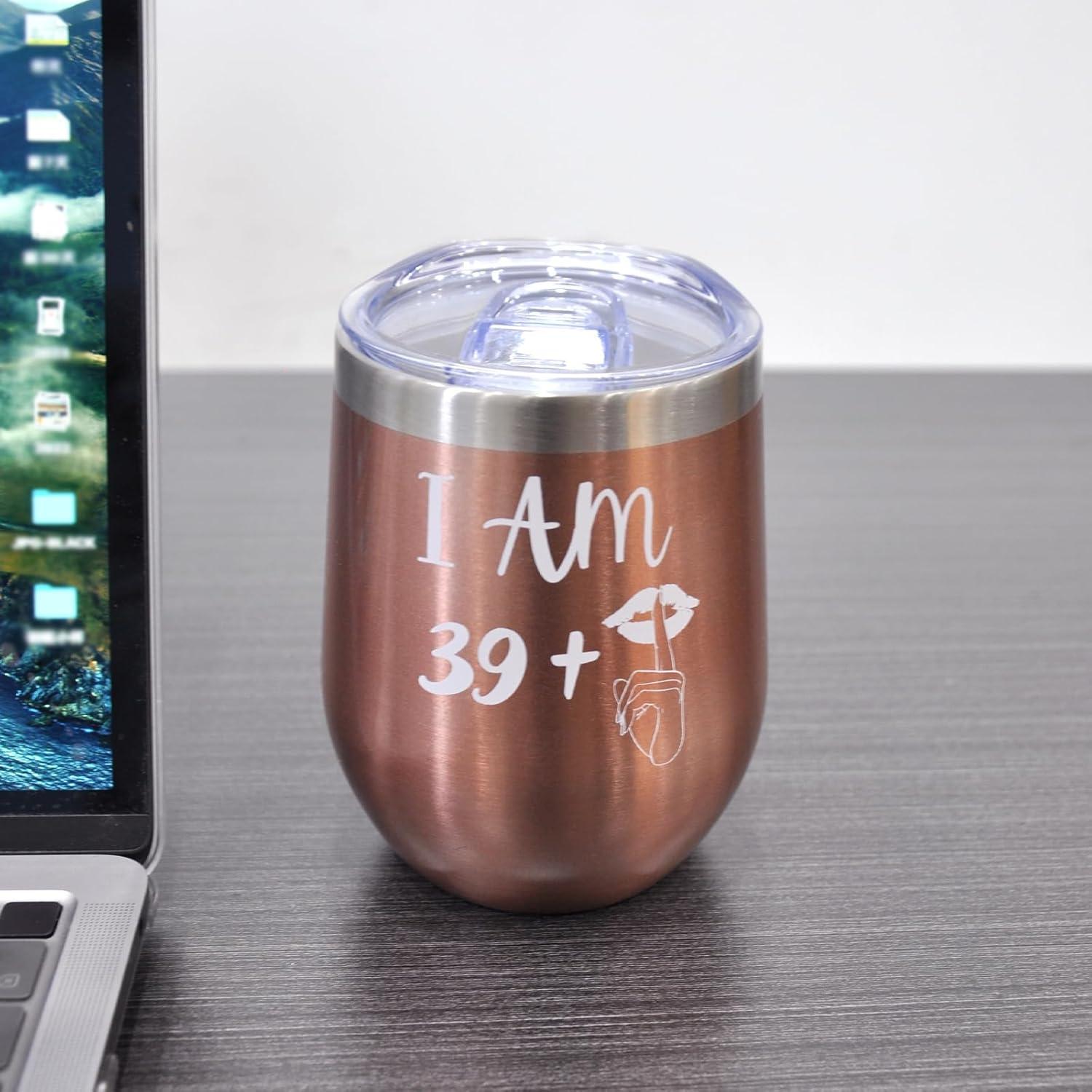 Roségold 40. Geburtstag Edelstahl Weinbecher Geschenk 350ml