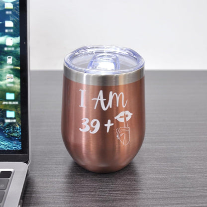 Roségold 40. Geburtstag Edelstahl Weinbecher Geschenk 350ml