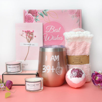 40. Geburtstag Geschenkset für Frauen Rosegold Weingläser Rotweinglas