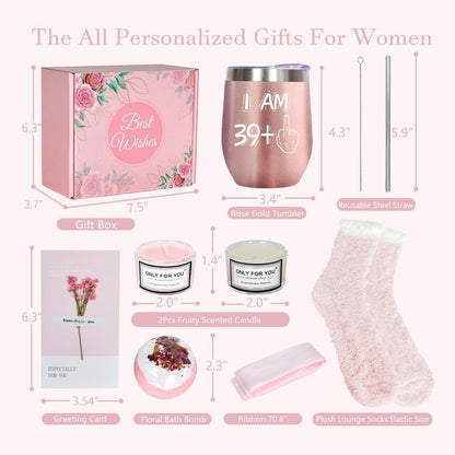 40. Geburtstag Geschenkset für Frauen Rosegold Weingläser Rotweinglas