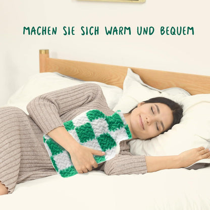 Wärmflasche mit weichem Bezug 2l flauschig Grün