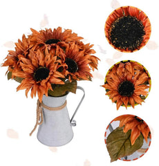 Künstliche Herbstblumen im Metalltopf für drinnen und draußen