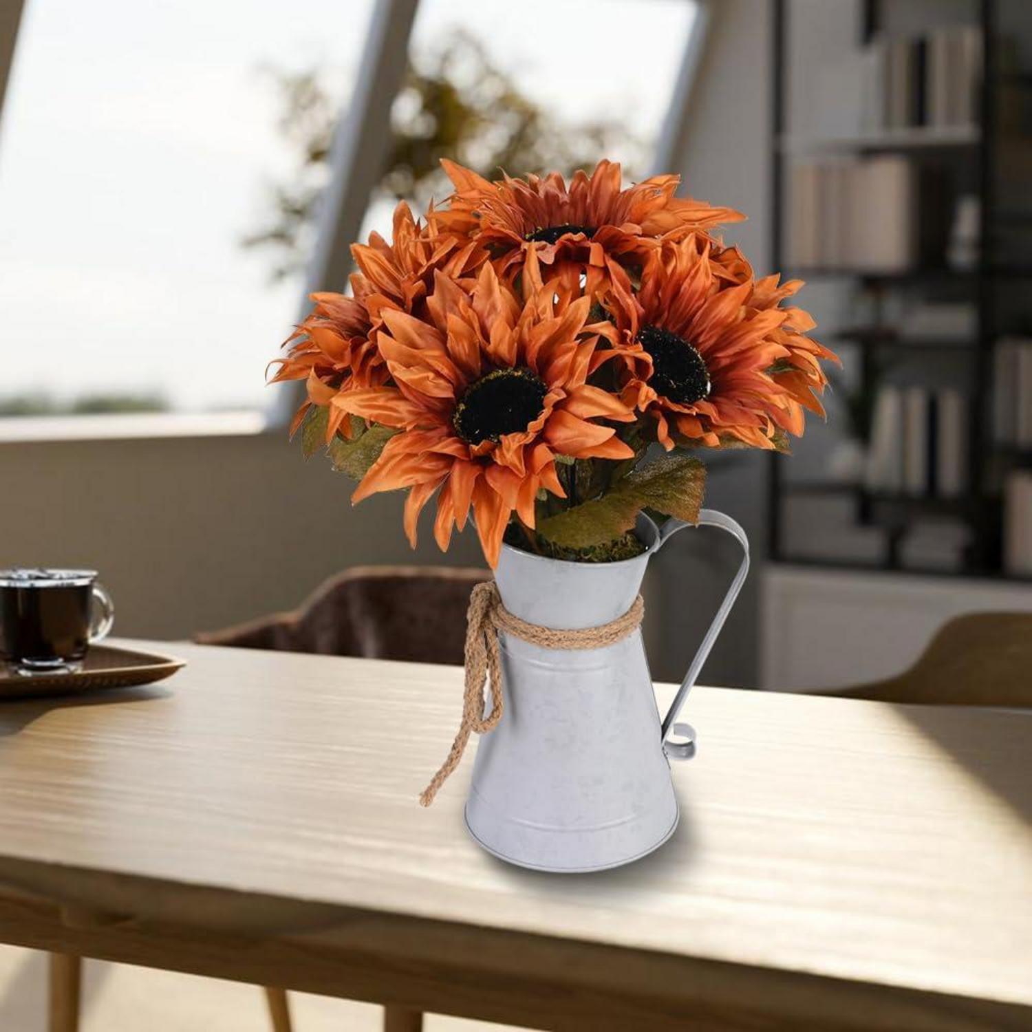 Kunstblumen Herbst 7 Künstliche Blumen Metalltopf Tischdeko