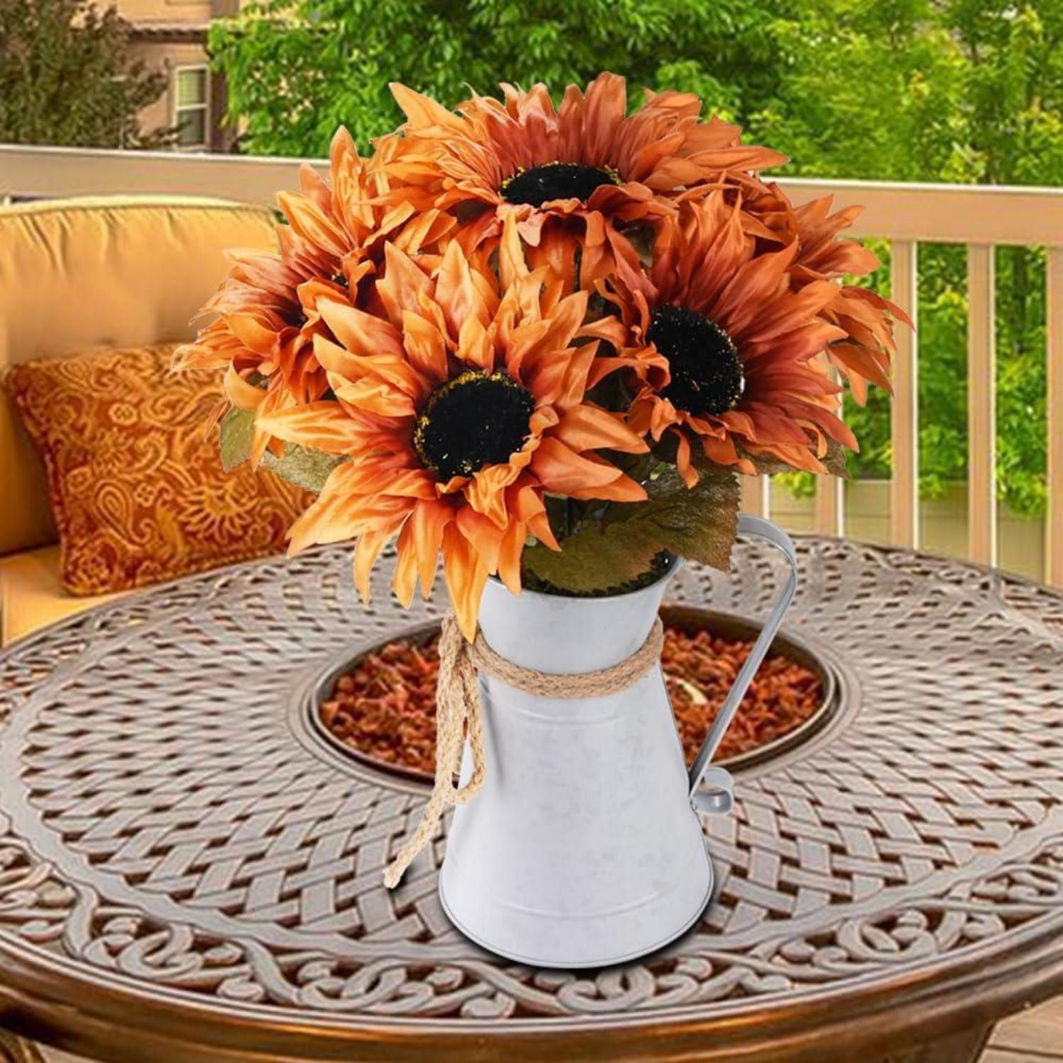 Herbstblumen Kunstblumen Metalltopf Bücherregal Kamin draußen drinnen