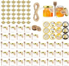 36er Mini Honiggläser Set mit Deckel, Holzlöffel, Aufkleber
