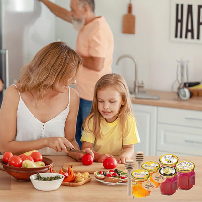 36 Stück Mini Honiggläser Set mit Deckel und Zubehör - 45ml