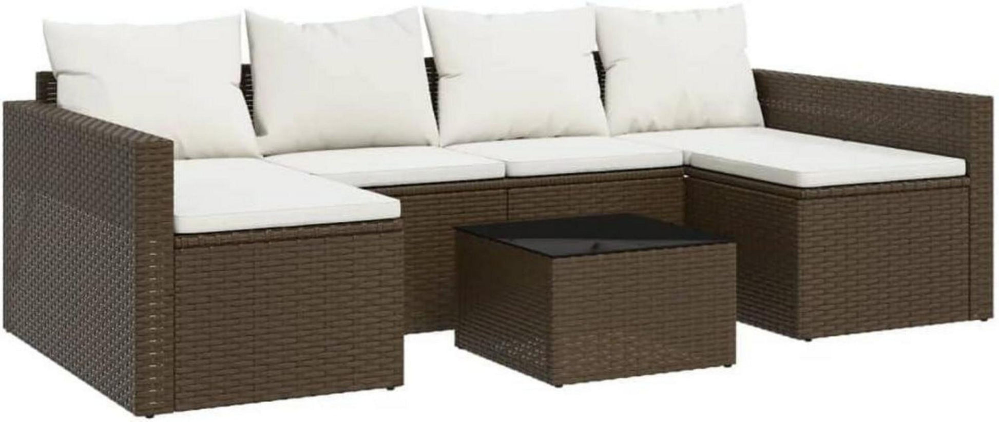 Garten Lounge Set 2 TLG. mit Kissen, Rattan Sofa U-Form