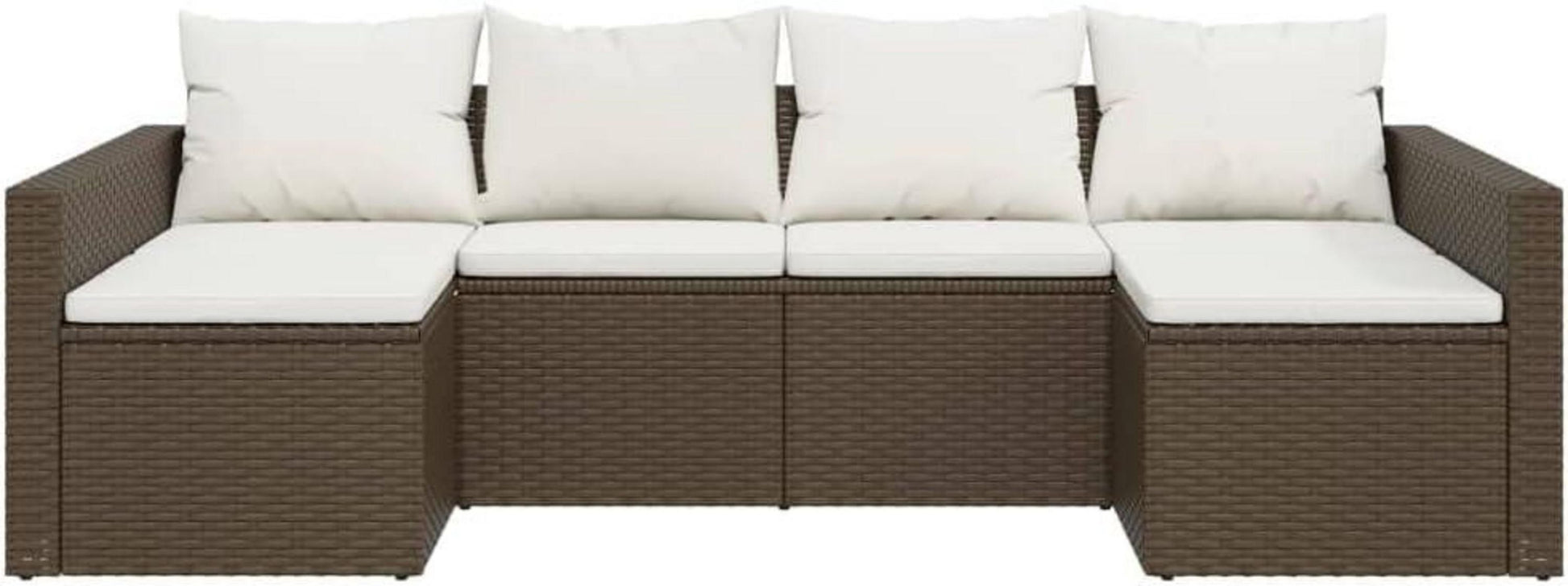 Garten Lounge Set 2-tlg. mit Kissen, Rattan Sofa Loungemöbel, Braun