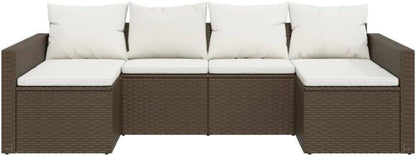 Garten Lounge Set 2-tlg. mit Kissen, Rattan Sofa Loungemöbel, Braun