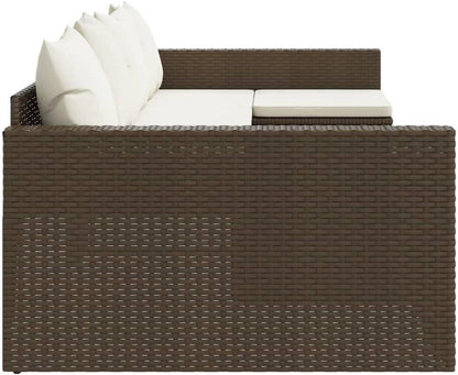 Garten Lounge Set 2-TLG. mit Kissen, Sitzgruppe U-Form, Braun Poly