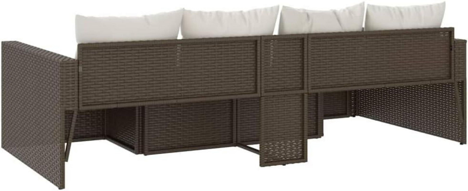Garten Lounge Set 2-tlg. mit Kissen, Rattan Sofa Loungemöbel, Braun