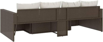 Garten Lounge Set 2-tlg. mit Kissen, Rattan Sofa Loungemöbel, Braun