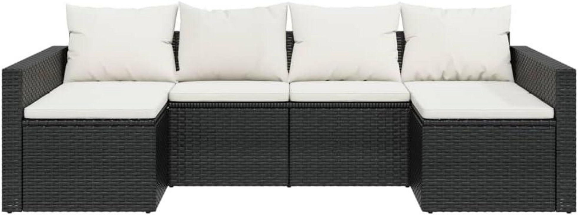 vidaXL Garten Lounge Set Schwarz Poly Rattan Kissen U-Form