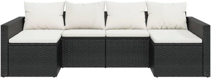 vidaXL Garten Lounge Set Schwarz Poly Rattan Kissen U-Form