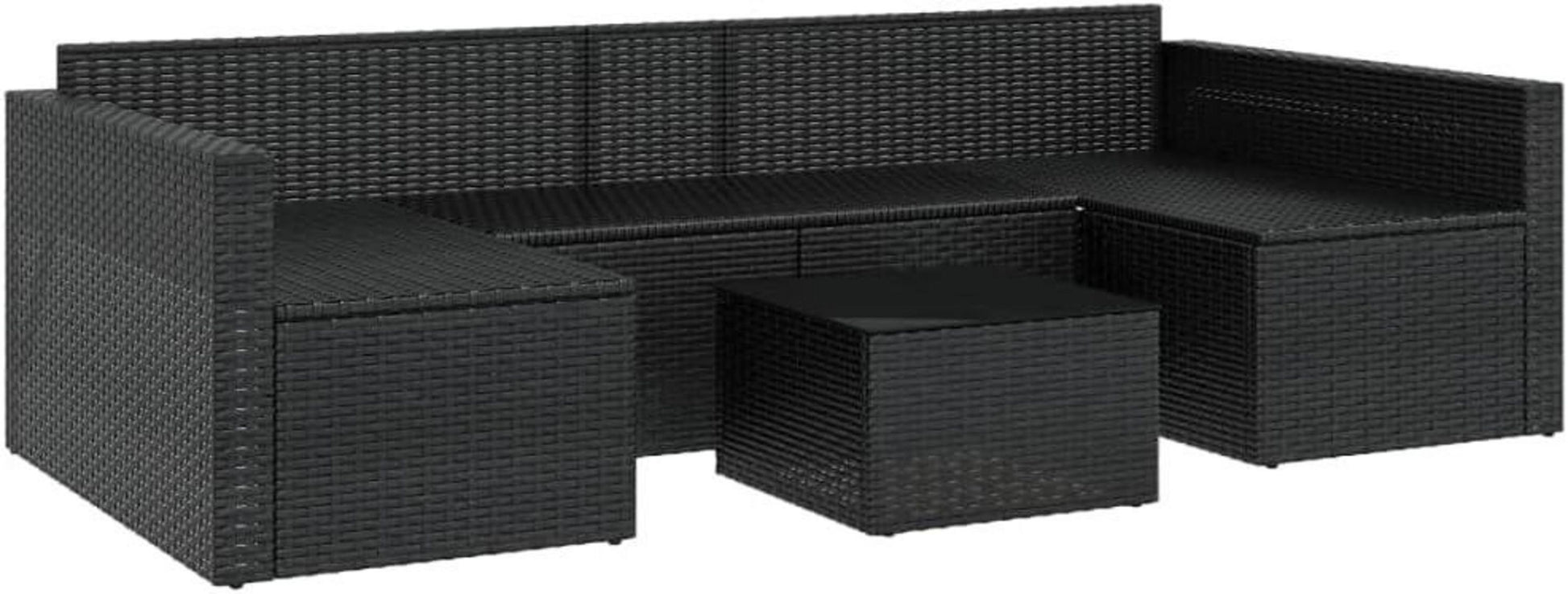 Garten Lounge Set Schwarz Rattan 2-TLG. mit Kissen, Sitzgruppe Outdoor Sofa