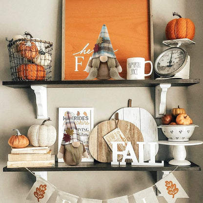 2er Set Herbstdeko Wichtel Figuren braun blau Autumn Dekoration