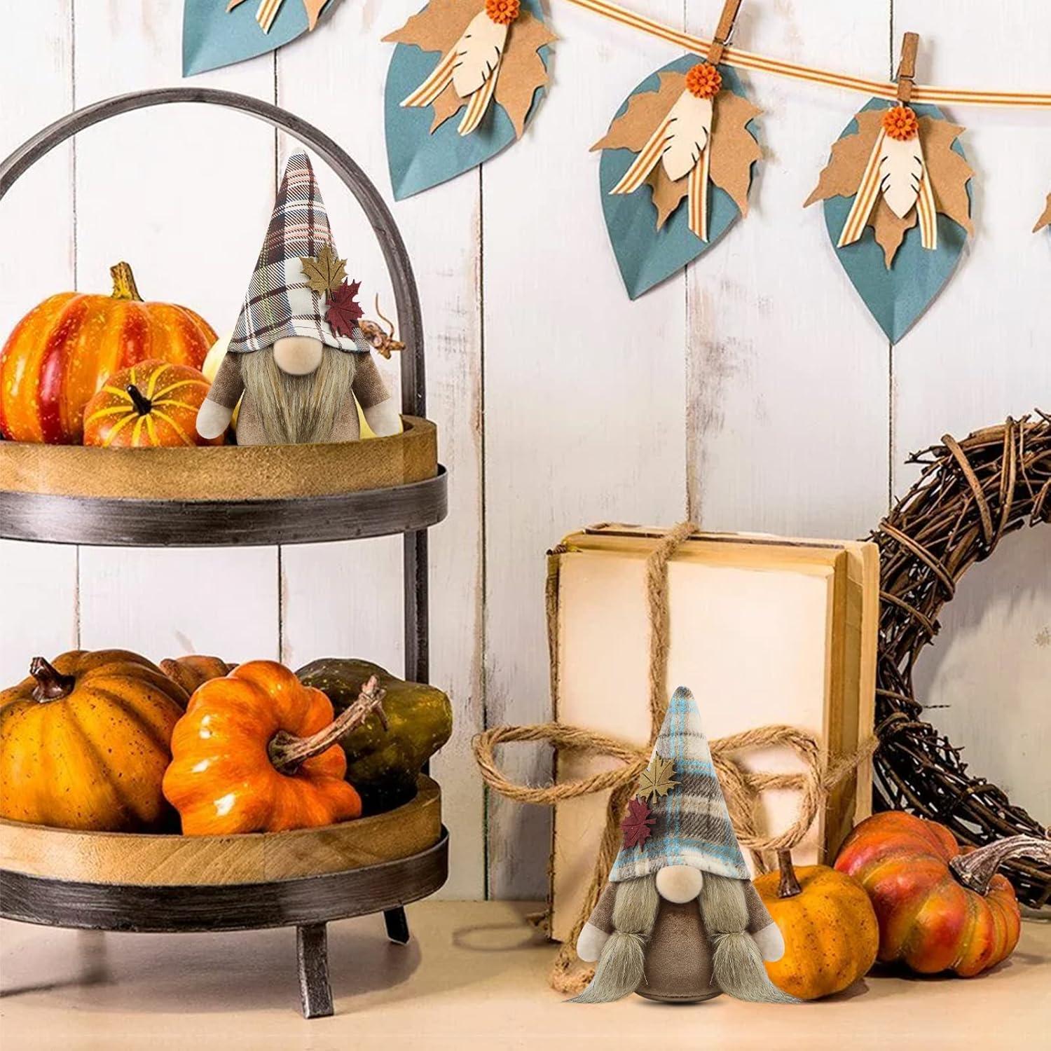 Herbst Wichtel Figuren 2er Set Deko Herbstdeko Herbstdeko Autumn Blau Braun