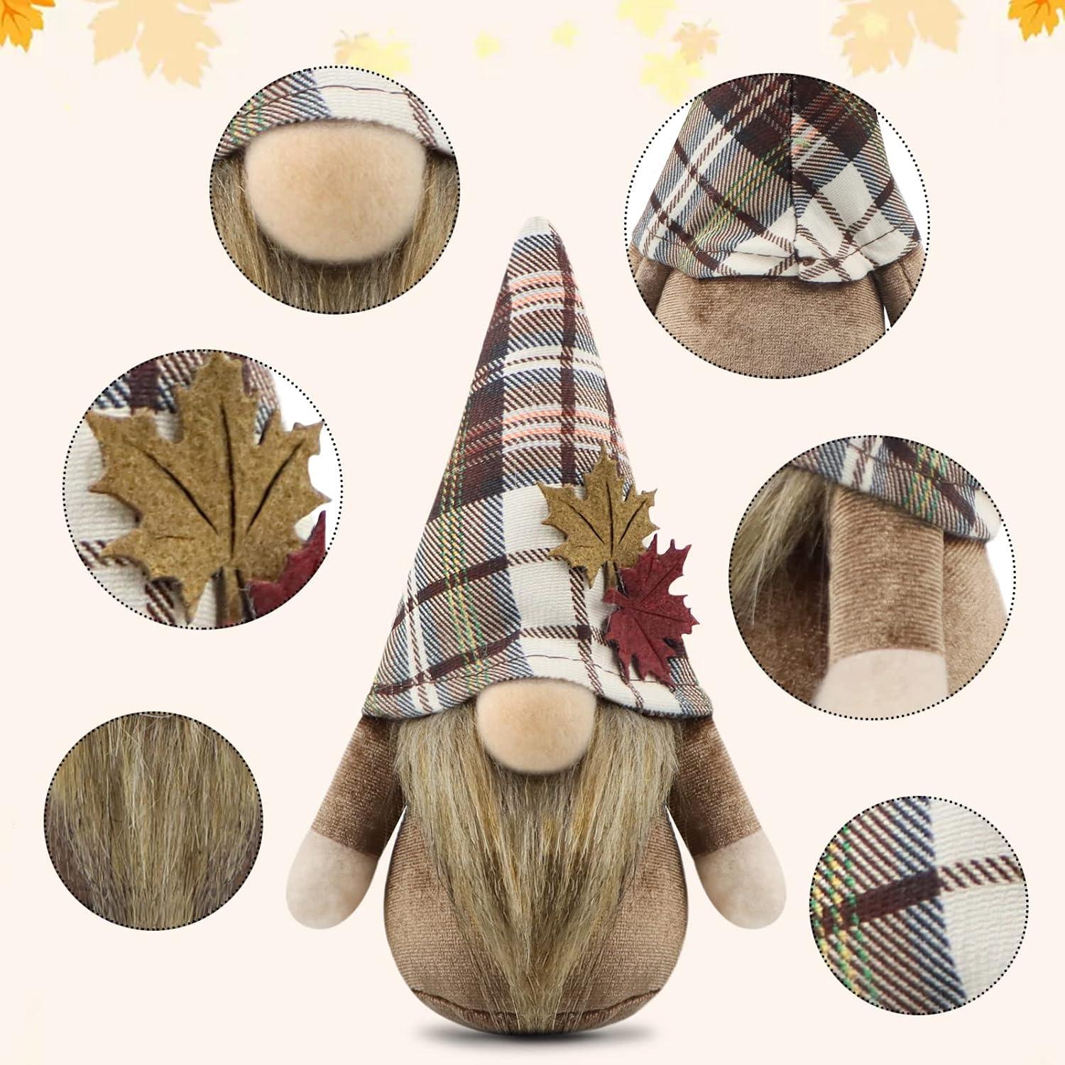 Herbstdeko Wichtel Figuren Set 2er Braun Blau