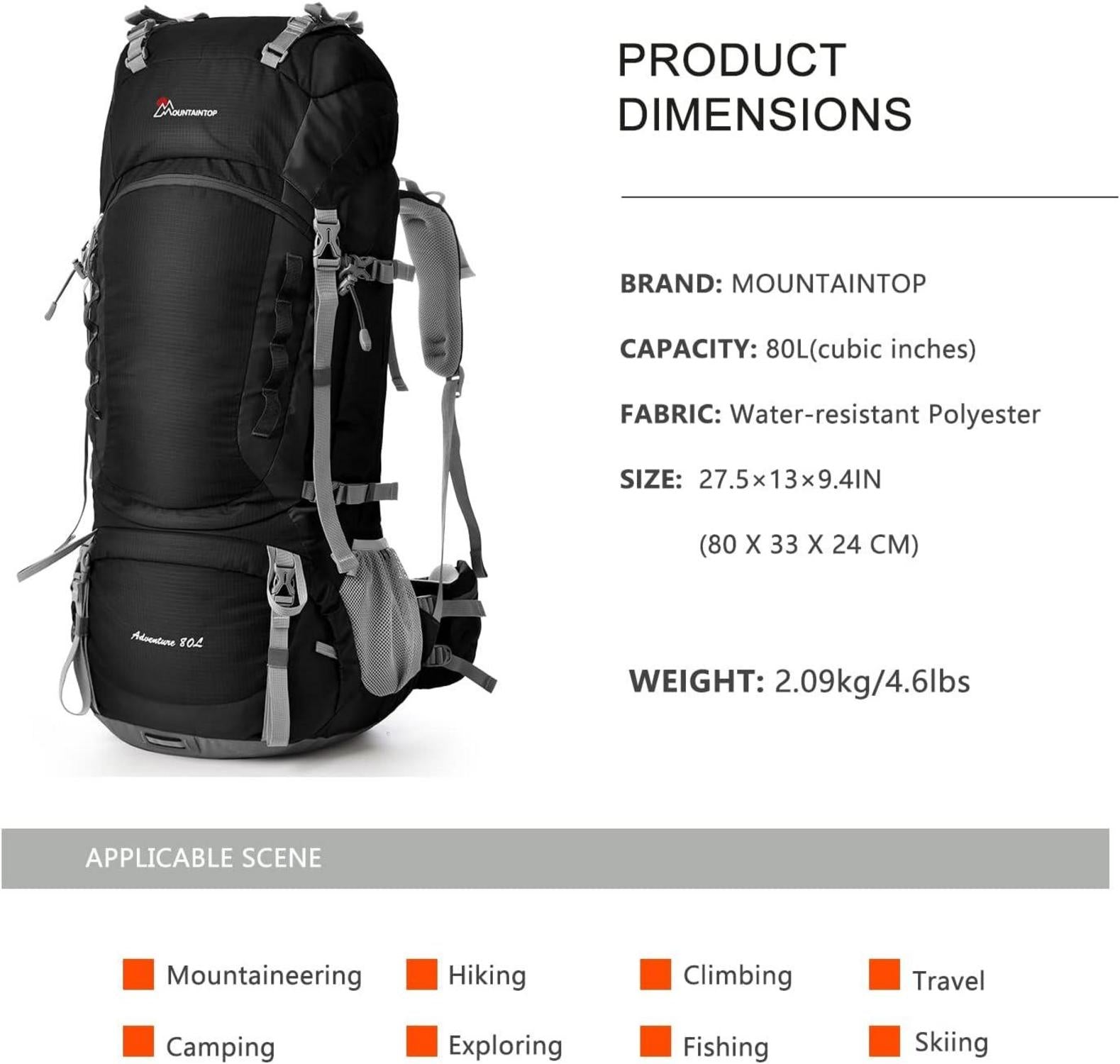 Trekkingrucksack 80L mit Trinkblase Wanderstöcke Schlafsack