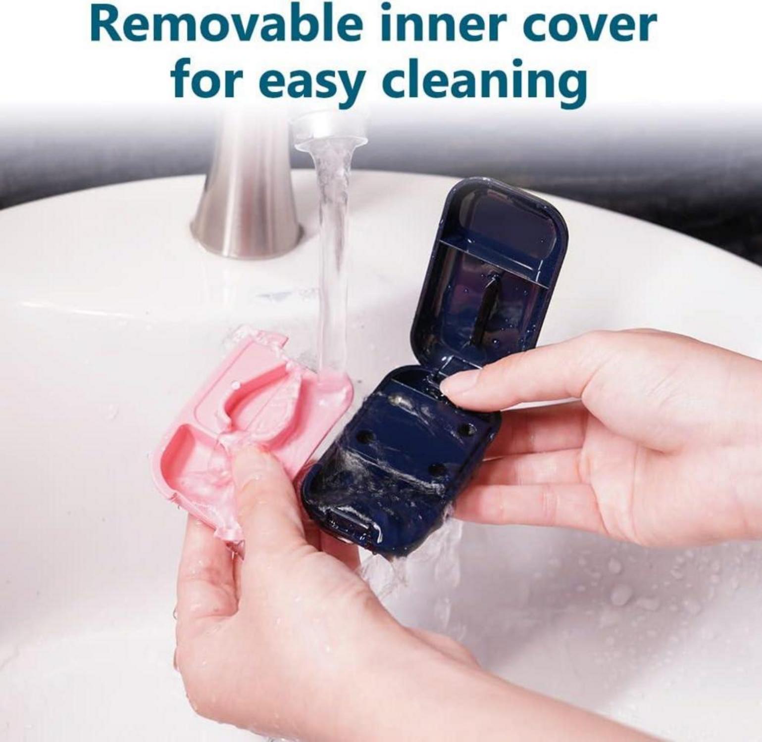 Tablettenteiler mit Aufbewahrungsfach und scharfen Klingen, Blau