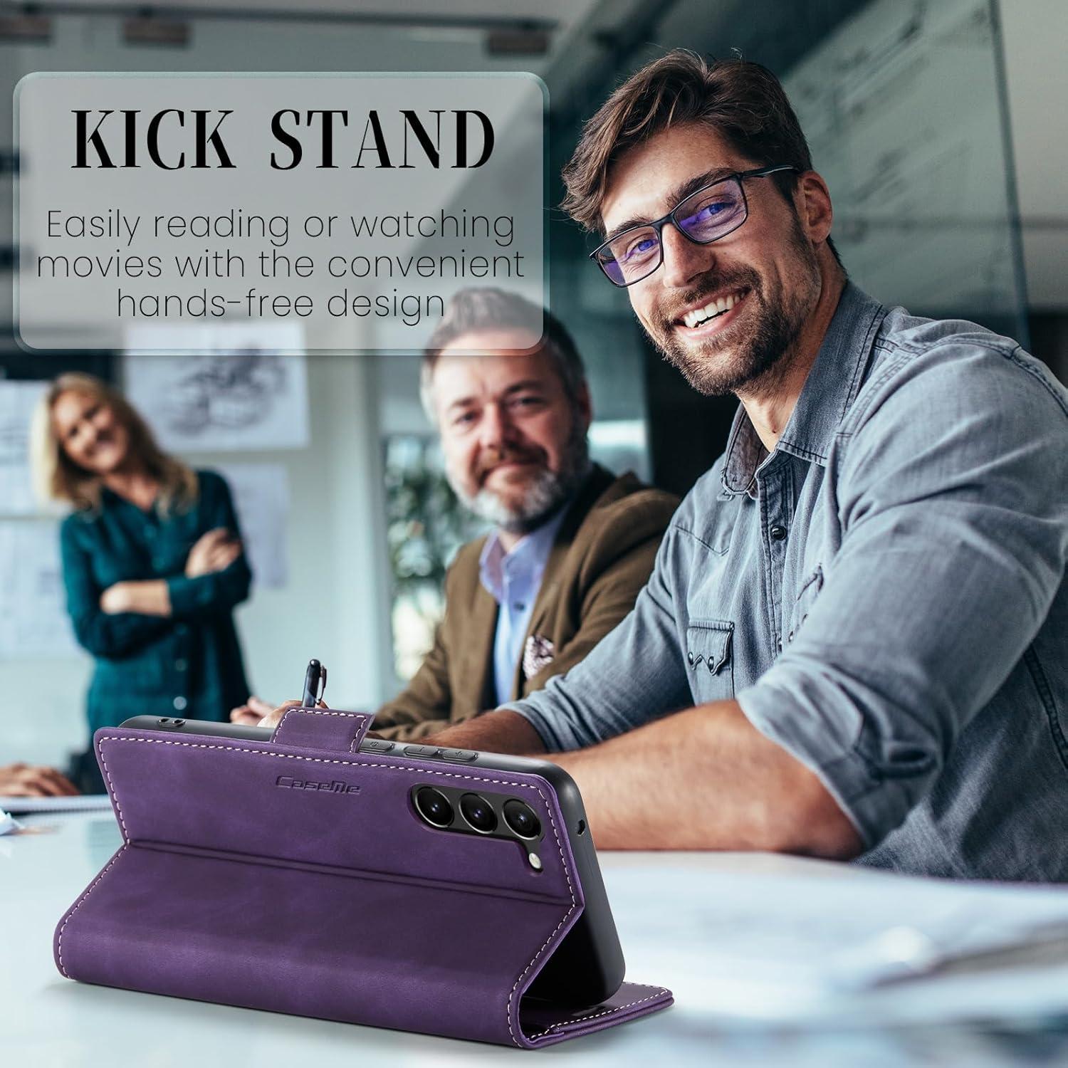 Samsung Galaxy S23 5G Hülle Lila Premium Leder RFID Schutzhülle Flip Case