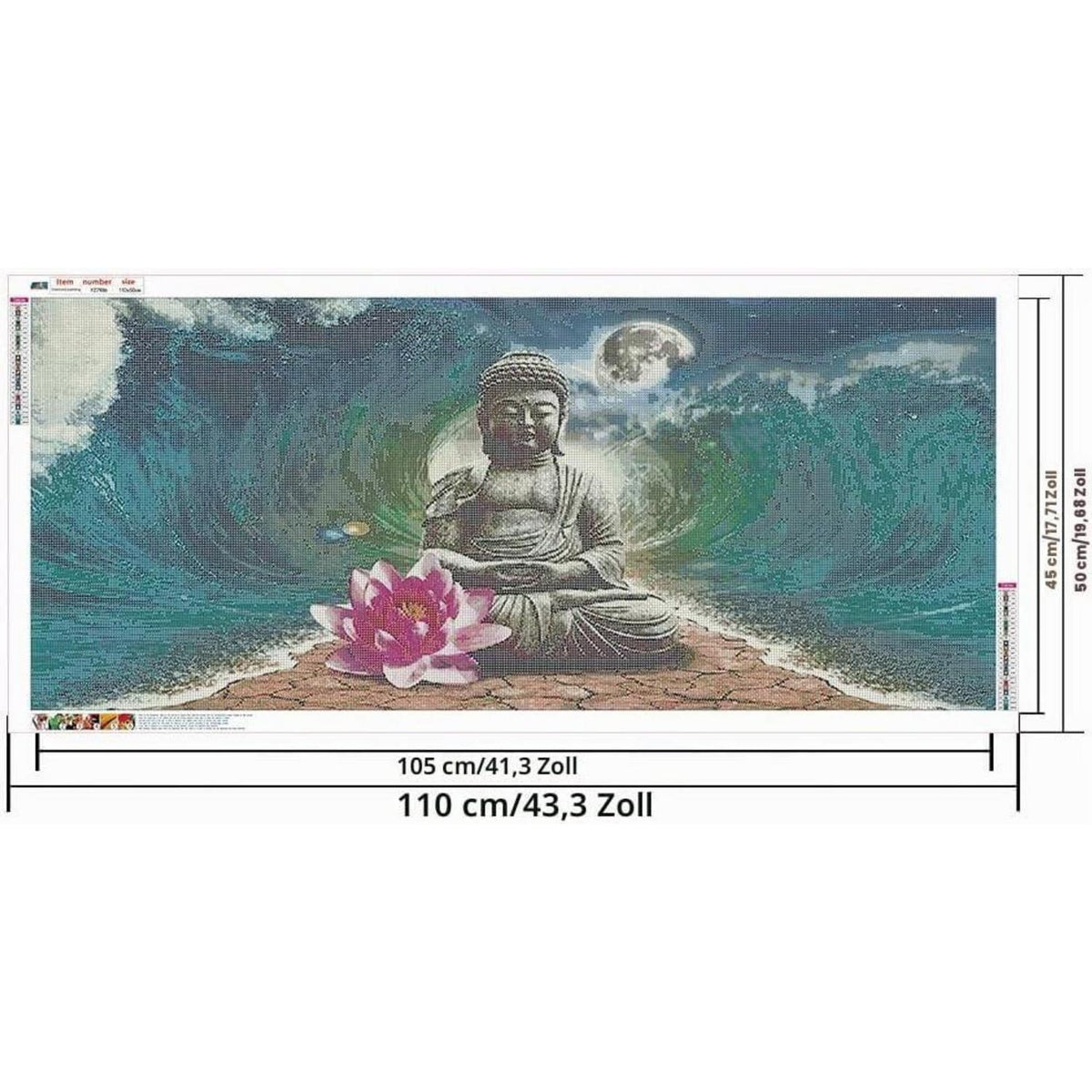 Diamantmalerei Buddha Landschaft mit Wasserfall & Orchideen xxl