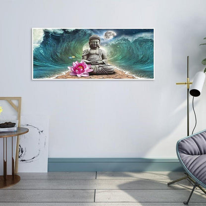 Diamantmalerei Buddha Landschaft mit Wasserfall & Orchideen xxl