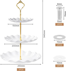 3-stöckiger Kuchenständer Cupcake-Halter weißer Obst Keks