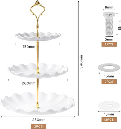 3-stöckiger Kuchenständer Cupcake-Halter weißer Obst Keks