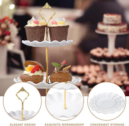 3-stöckiger Cupcake-Ständer Weiß Kunststoff Etagere