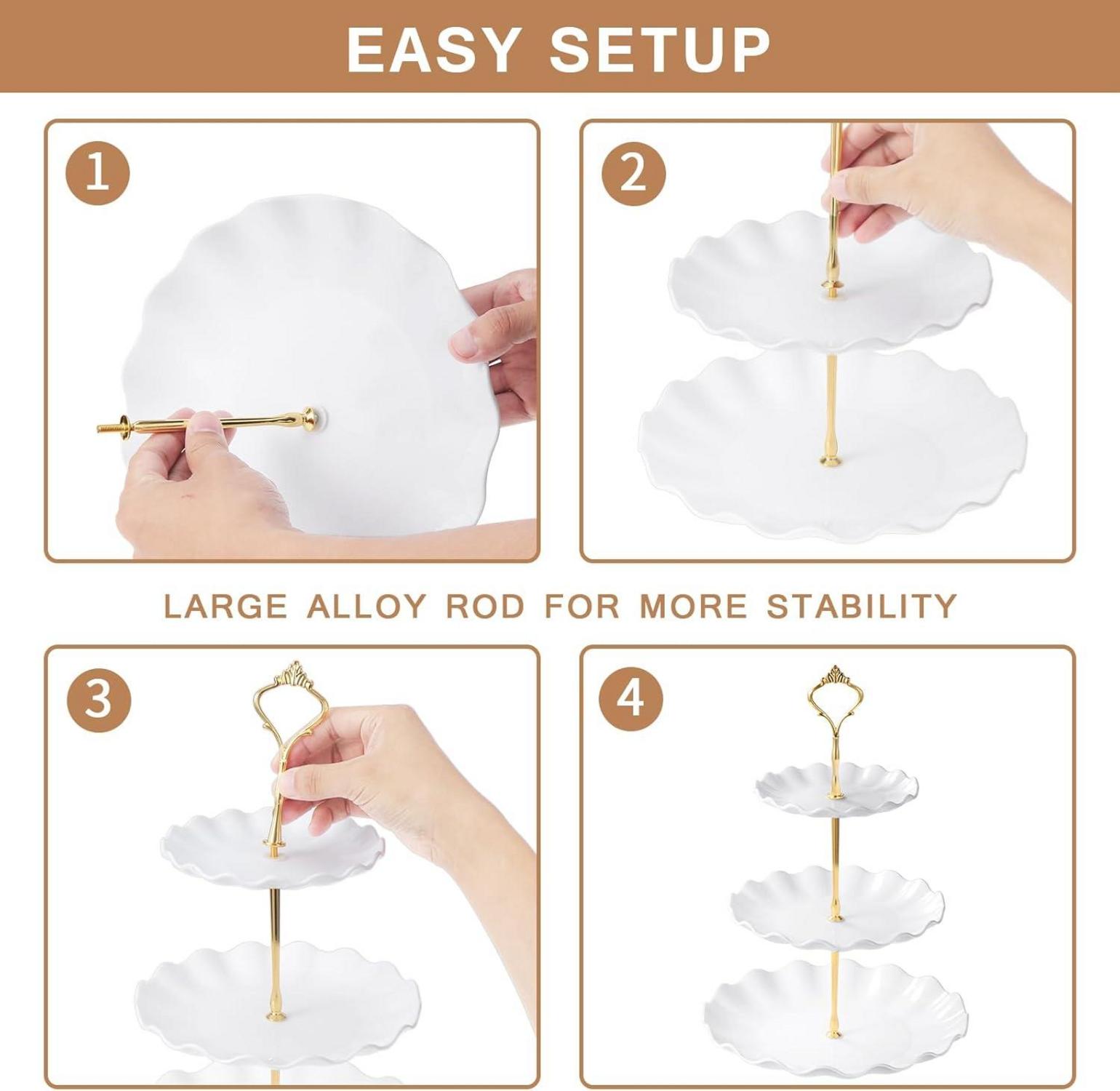 3-stöckiger Cupcake-Halter Dessertteller Kuchenständer White PP