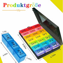 Tablettenbox 7 Tage Pillendose 3 Große Fächer Schwarz