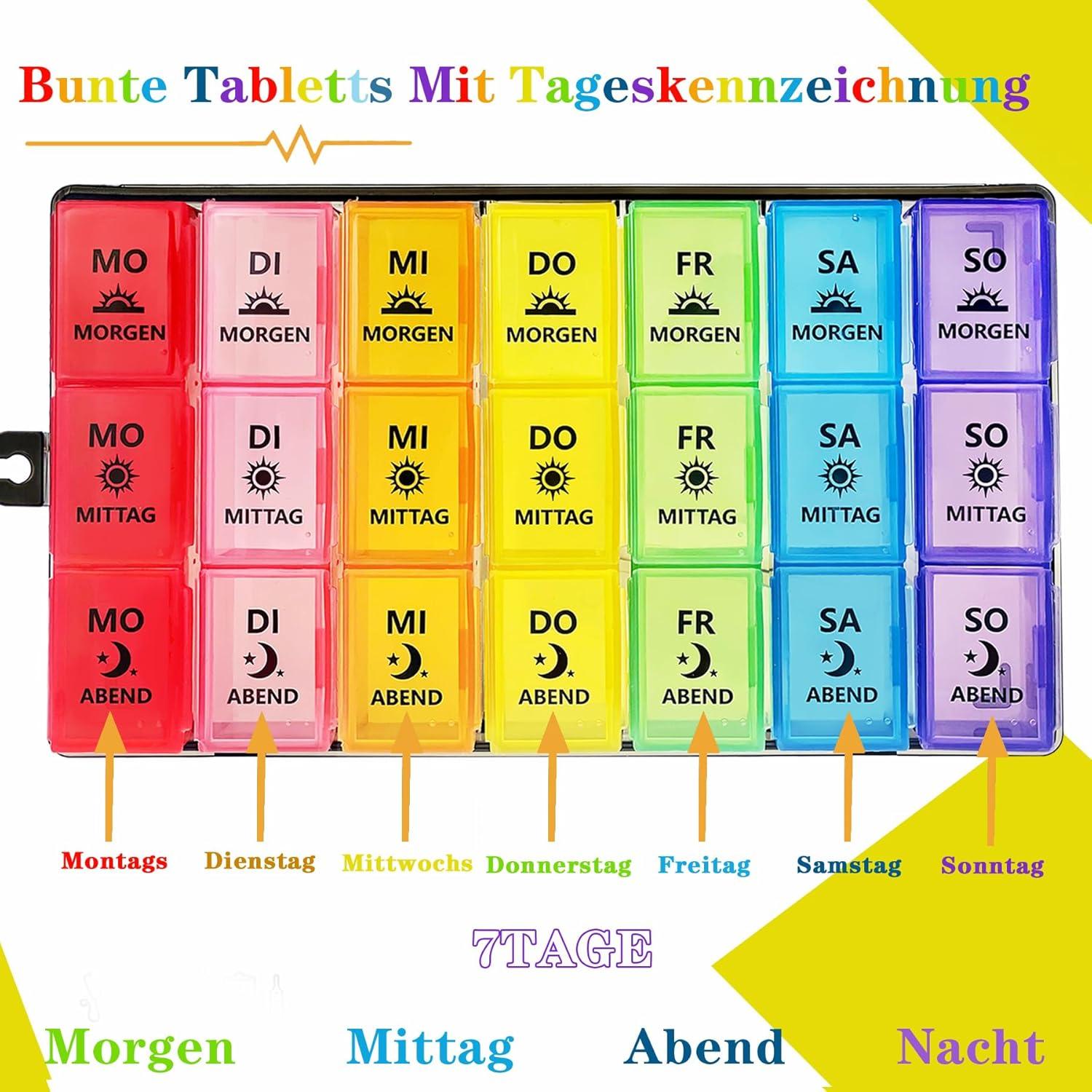 Tablettenbox 7 Tage Organizer Pillendose 3 Fächer BPA-Frei Schwarz-01