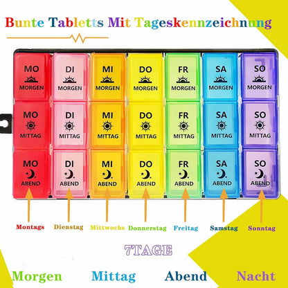 Tablettenbox 7 Tage Organizer Pillendose 3 Fächer BPA-Frei Schwarz-01