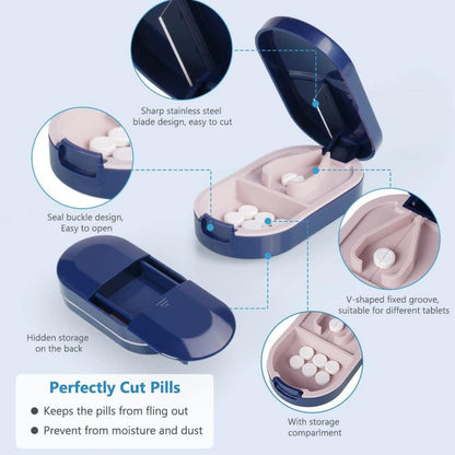 Tablettenteiler für Kleine und Große Tabletten mit Aufbewahrungsfach