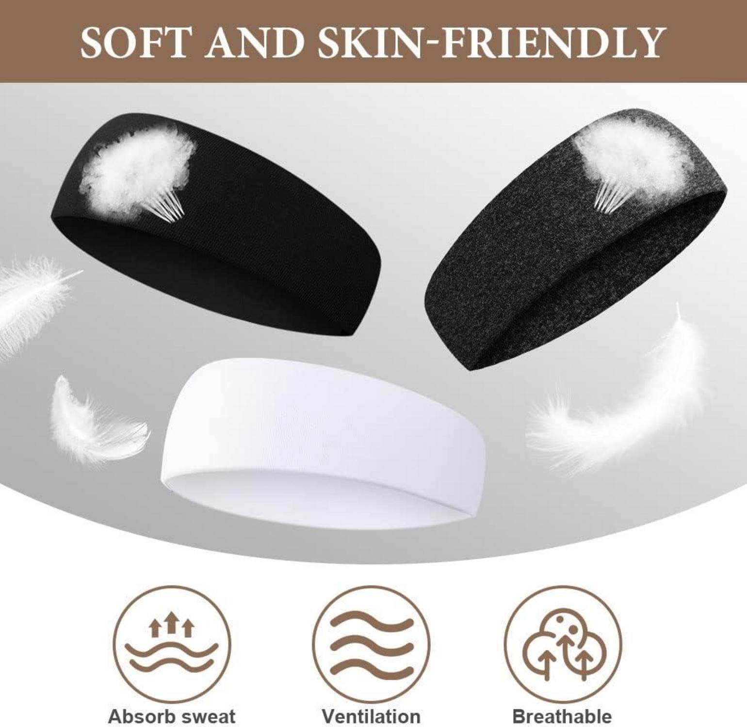 Sport Stirnband Set 4 Stück für Damen und Herren Anti-Rutsch Haarband