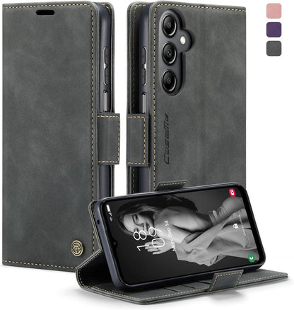 Samsung Galaxy A14 5G/4G Hülle Leder RFID Standfunktion Grau